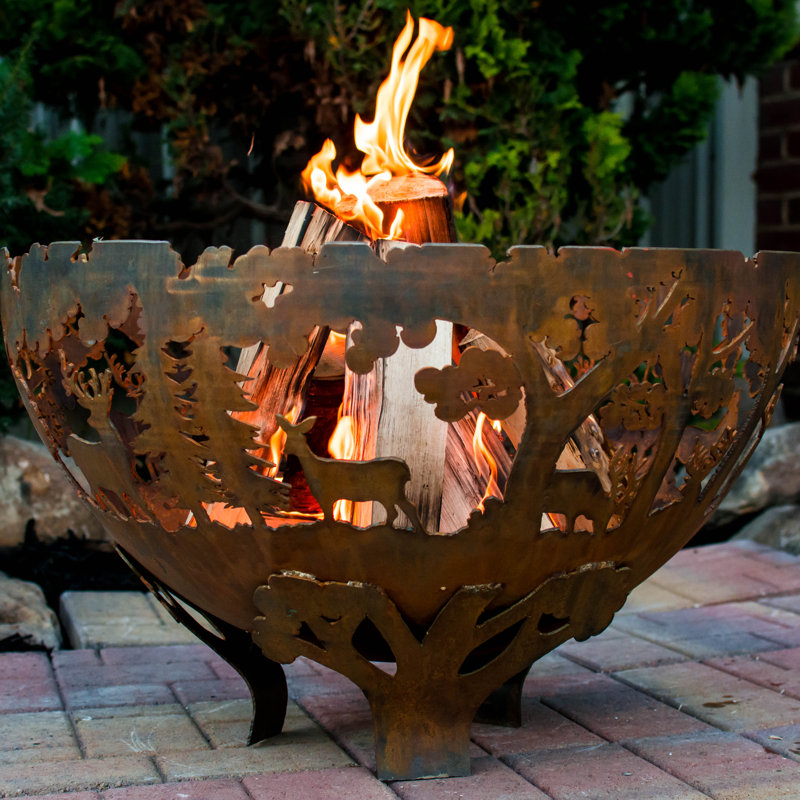 Huckaby Laser Cut Wildlife Steel Wood Fire Pit AllModern
